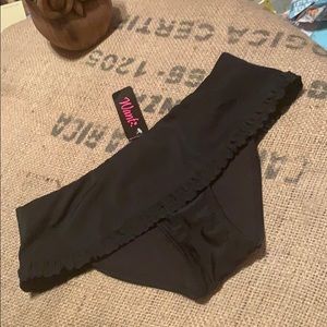 NWT WANT black ruffle flirty Latin skirtini Sz S